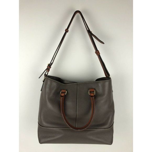 Dooney & Bourke Womens Shoulder Bag Gray Golden Accents 15 1/4 In Long